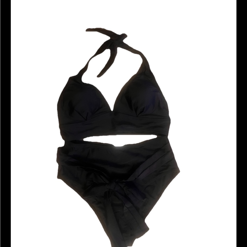 Elegant Black Halter Bikini Set